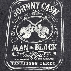 Johnny Cash Man In Black Shirt Mens XL Gray Graphic Tennessee Three Music Band T